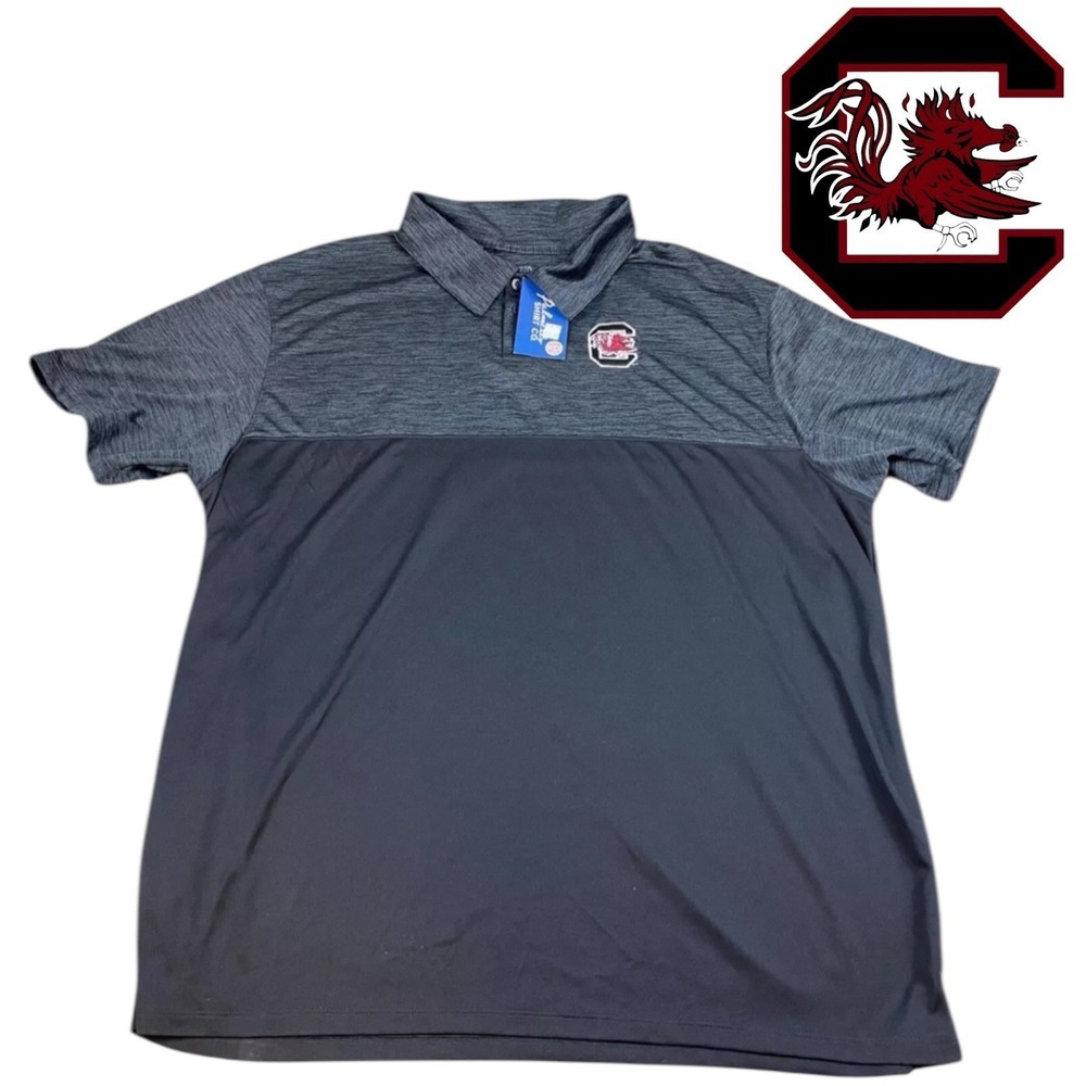 NEW W TAG USC Carolina Gamecocks Embroidered Black Gray Polo Shirt Mens Size 2XL